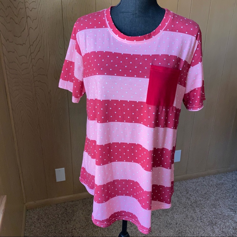 Southern stitch pink and red polka dot Tee
